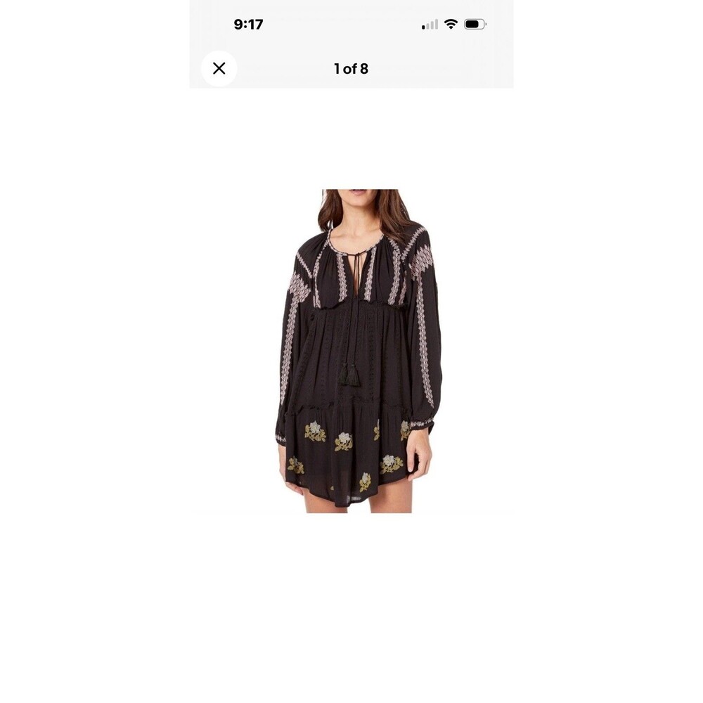Free People Black Embroidered Dress Size Small